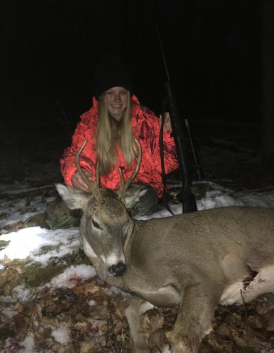 Hailey Budke got this 4 point buck by Thief River Falls in the youth hunt 2016. 80 yards shot with her 243cal. ( thru the lungs)
