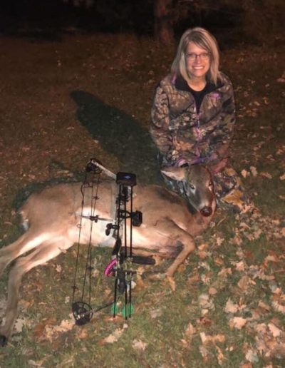 Lori Roehl shot her first deer with her Diamond bow at 28 yards. She has it equipped with 2 inch Rage broadhead.